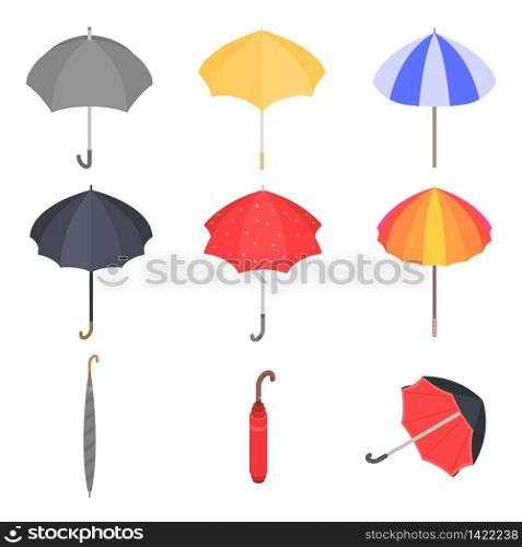 Umbrella icons set. Isometric set of umbrella vector icons for web design isolated on white background. Umbrella icons set, isometric style