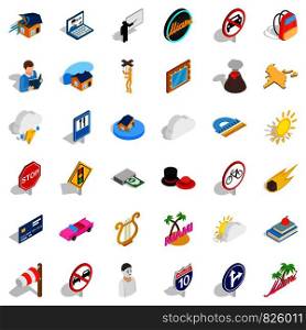 Umbrella icons set. Isometric style of 36 umbrella vector icons for web isolated on white background. Umbrella icons set, isometric style