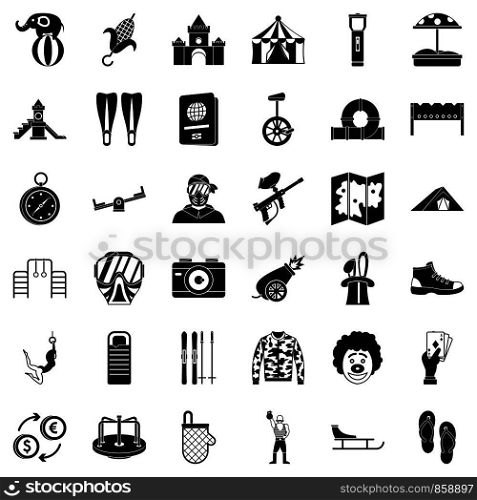 Umbrella icons set. Simple style of 36 umbrella vector icons for web isolated on white background. Umbrella icons set, simple style