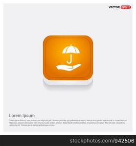 Umbrella in hand icon Orange Abstract Web Button - Free vector icon