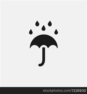 Umbrella in the rain sign. Flat style rainy weather symbol. Vector EPS 10