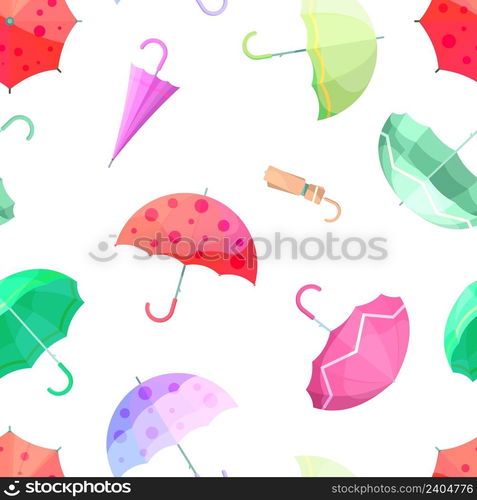 Umbrella pattern. Colorful umbrellas, autumn accessories background. Cute seasonal vector seamless texture. Illustration of umbrella accessory background. Umbrella pattern. Colorful umbrellas, autumn accessories background. Cute seasonal vector seamless texture