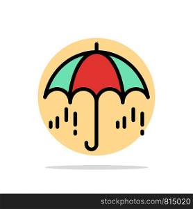 Umbrella, Rain, Weather, Spring Abstract Circle Background Flat color Icon