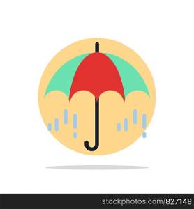 Umbrella, Rain, Weather, Spring Abstract Circle Background Flat color Icon