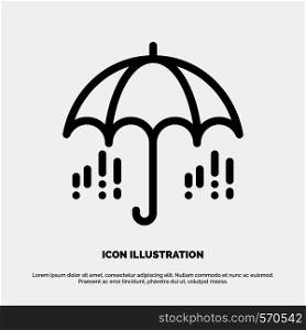 Umbrella, Rain, Weather, Spring Line Icon Vector