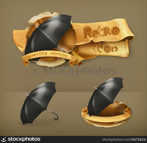 Umbrella, retro vector icon