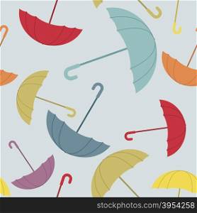 Umbrella seamless pattern. Many of colour opened umbrellas. Cute texture protection from rain. Retro fabric ornament.&#xA;