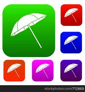 Umbrella set icon in different colors isolated vector illustration. Premium collection. Umbrella set collection
