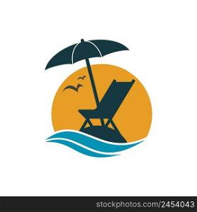 umbrella table sea logo vector icon illustration design