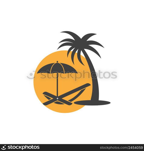 umbrella table sea logo vector icon illustration design