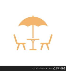 umbrella table sea logo vector icon illustration design