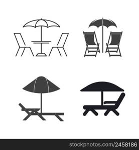 umbrella table sea logo vector icon illustration design