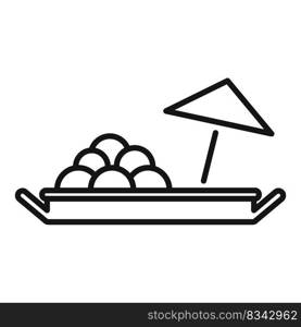 Umbrella thai food icon outline vector. Thailand market. River boat. Umbrella thai food icon outline vector. Thailand market