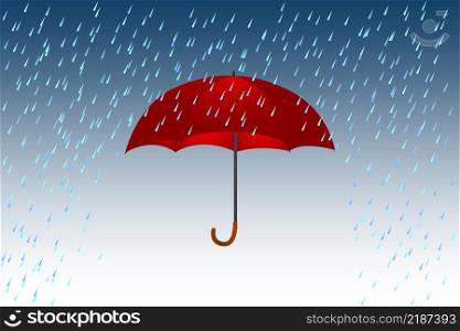 Umbrella under rain drops. Nature picture. Weather sign. Realistic style. Climate art. Vector illustration. Stock image. EPS 10.. Umbrella under rain drops. Nature picture. Weather sign. Realistic style. Climate art. Vector illustration. Stock image.
