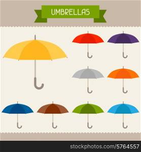 Umbrellas colored templates for your design in flat style.
