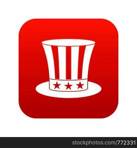 Uncle sam hat icon digital red for any design isolated on white vector illustration. Uncle sam hat icon digital red