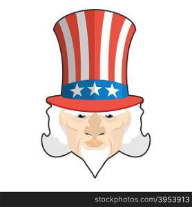 Uncle Sam icon. Patriotic American hero. USA National political figure. Illustration for independence day America
