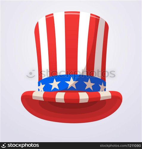 Uncle Sam top hat icon. Cartoon illustration for American Independence Day. Design for decoration or print
