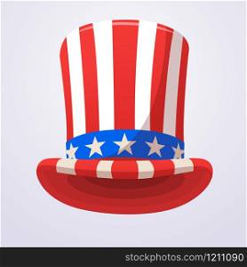 Uncle Sam top hat icon. Cartoon illustration for American Independence Day. Design for decoration or print