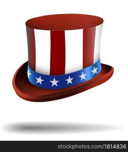 Uncle Sam top hat in colors of American flag. Independence Day of America. Vector
