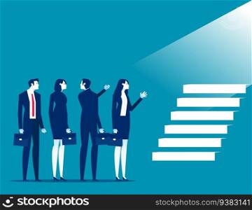 Uncover the stairs to a successful business. Business Opportunity vector illustration