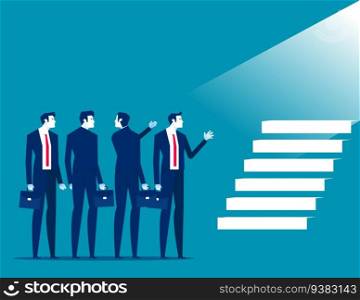 Uncover the stairs to a successful business. Business Opportunity vector illustration