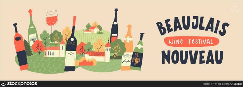 undefined. Beaujolais Nouveau festival of new wine. Wine festival. Vector illustration.