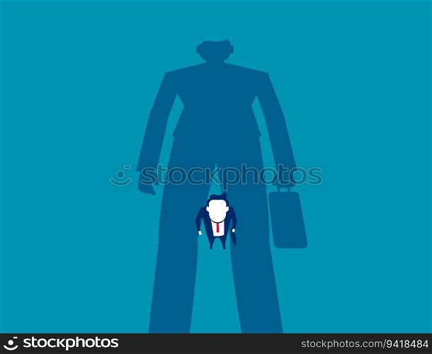 Under a shadow of a powerful leader. Business authority vector illustration