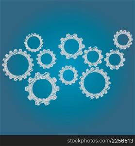 Under construction background with gears vector flat design