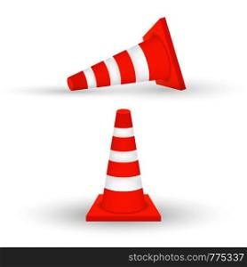 Under construction barrier. Realistic traffic cone. Vector illustration.. Under construction barrier. Realistic traffic cone. Vector stock illustration.