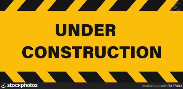 Under construction industrial sign or banner. Seamless Vector tape illustration. Construction background. Traffic warning road sign - safety construction symbol. Industrial background. EPS 10