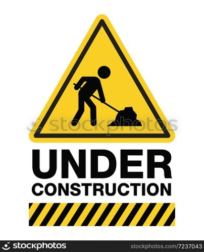 Under construction sign, a man digging ground icon, vector design.