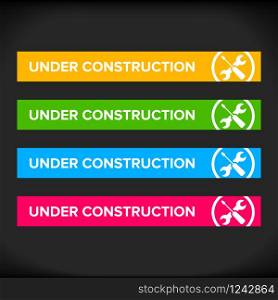 Under construction sign design. Multicolor set with repair icons. Under construction sign