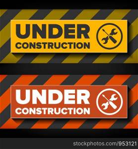 Under construction sign design, two color schemes. Under construction sign