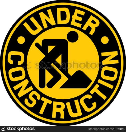 Under construction sign with man