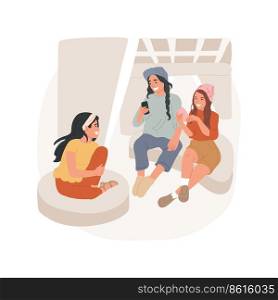 Under the bridge isolated cartoon vector illustration. Girls hanging out under bridge, friends leisure time together, teens chatting and smiling, women discussing plans vector cartoon.. Under the bridge isolated cartoon vector illustration.