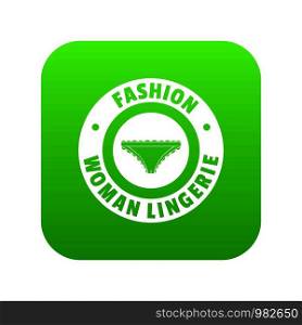 Underpant woman icon green vector isolated on white background. Underpant woman icon green vector