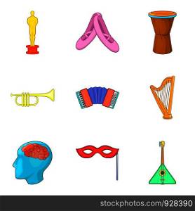 Understanding music icons set. Cartoon set of 9 understanding music vector icons for web isolated on white background. Understanding music icons set, cartoon style