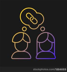 Understanding other options vector icon for dark theme. Emotional intelligence. Ability to listen and accept. Thin line color symbol. Modern style pictogram. Vector isolated outline drawing. Understanding other options vector icon for dark theme