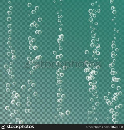 Underwater Bubbles. Transparent Background. 3d Realistic Deep Water Bubbles. Circle And Liquid, Light Design.. Bubbles In Water. 3d Realistic Deep Water Bubbles.
