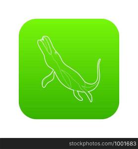 Underwater dinosaur icon green vector isolated on white background. Underwater dinosaur car icon green vector
