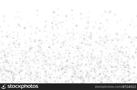 Underwater fizzing bubbles, soda or ch&agne carbonated drink, sparkling water isolated on white background. Effervescent drink. Aquarium, sea, ocean bubbles vector illustration.. Underwater fizzing bubbles, soda or ch&agne carbonated drink, sparkling water isolated on white background.
