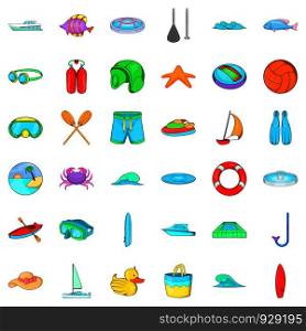 Underwater icons set. Cartoon style of 36 underwater vector icons for web isolated on white background. Underwater icons set, cartoon style