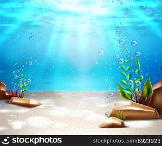Underwater life sea bottom scene background vector image