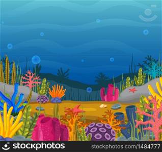 Underwater scene with tropical coral reef