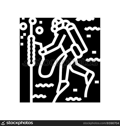 underwater welding ship glyph icon vector. underwater welding ship sign. isolated symbol illustration. underwater welding ship glyph icon vector illustration