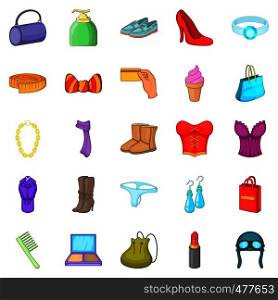 Underwear icons set. Cartoon set of 25 purchases vector icons for web isolated on white background. Underwear icons set, cartoon style