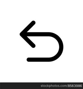 Undo black glyph ui icon. Digital program. Pointer. Simple filled line element. User interface design. Silhouette symbol on white space. Solid pictogram for web, mobile. Isolated vector illustration. Undo black glyph ui icon