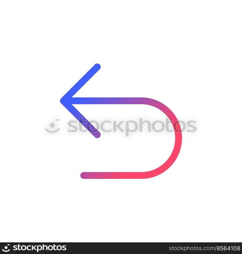 Undo pixel perfect gradient linear ui icon. Digital program navigation. Move to previous step. Pointer. Line color user interface symbol. Modern style pictogram. Vector isolated outline illustration. Undo pixel perfect gradient linear ui icon