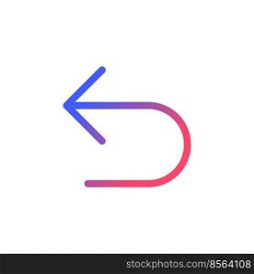 Undo pixel perfect gradient linear ui icon. Digital program navigation. Move to previous step. Pointer. Line color user interface symbol. Modern style pictogram. Vector isolated outline illustration. Undo pixel perfect gradient linear ui icon